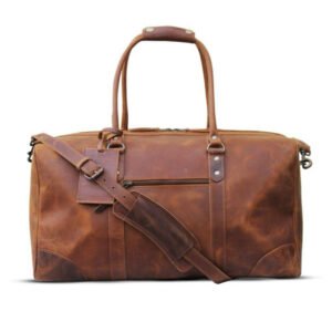 Vintage Brown Leather Travel Duffel Bag