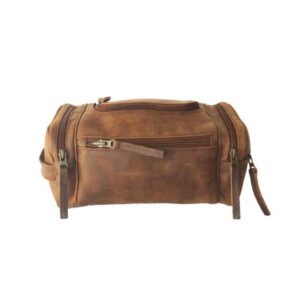 Rustic Leather Travel Toiletry Kit