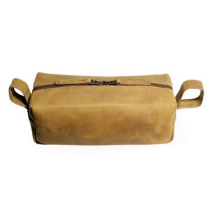 Vintage Tan Leather Toiletry Bag